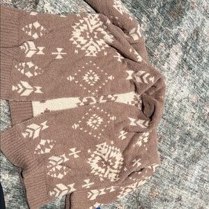 Knox Rose Taupe & Cream Patterned Open-Front Cardigan